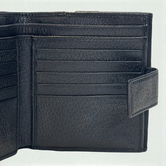 Vintage 90s GUCCI Black Wallet Unisex Double Snap Bifold GG Canvas & Leather COA - Picture 10 of 16